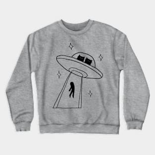 cat alien abduction line art Crewneck Sweatshirt